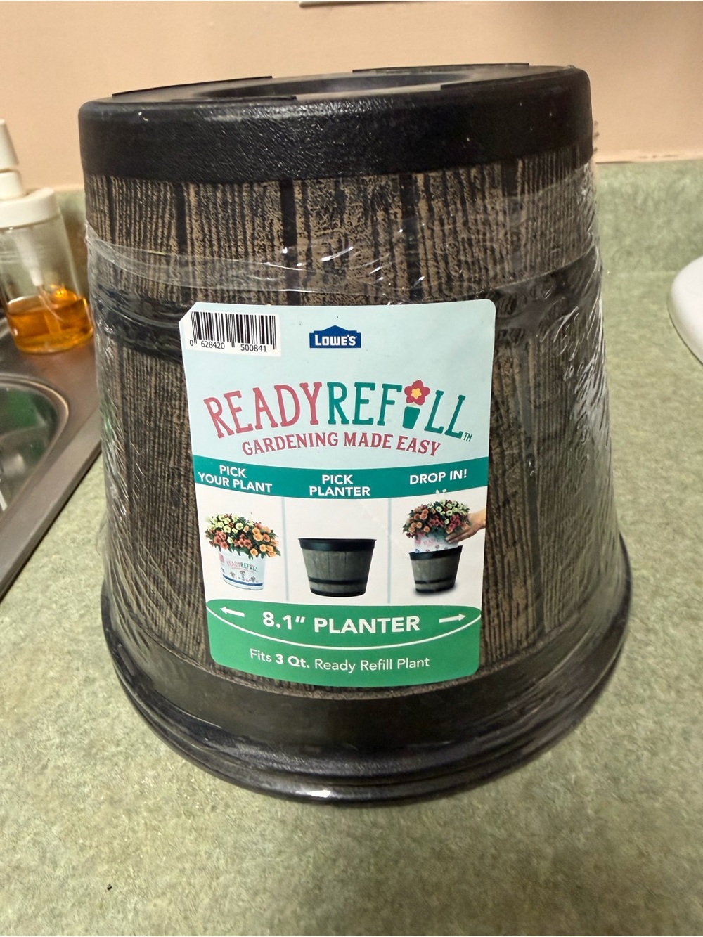 Ready Refll 8.1" Plastic Planter 2 pack - Brown/Black